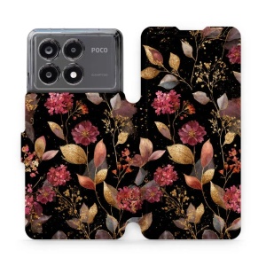 Flipové pouzdro Mobiwear - Xiaomi POCO X6 Pro - V171S Zlatavé lístky a květy