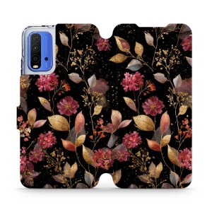 Flipové pouzdro Mobiwear - Xiaomi Redmi 9T / Poco M3 - V171S Zlatavé lístky a květy