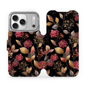 Flipové pouzdro Mobiwear - Apple iPhone 17 Pro - V171S Zlatavé lístky a květy
