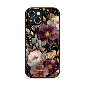 Lesklý kryt Mobiwear Glossy - Apple iPhone 15 - G169G Zlatavé kvítky