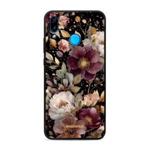 Lesklý kryt Mobiwear Glossy - Huawei P20 Lite - G169G Zlatavé kvítky