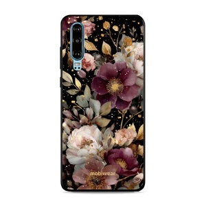 Lesklý kryt Mobiwear Glossy - Huawei P30 - G169G Zlatavé kvítky