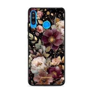 Lesklý kryt Mobiwear Glossy - Huawei P30 Lite - G169G Zlatavé kvítky