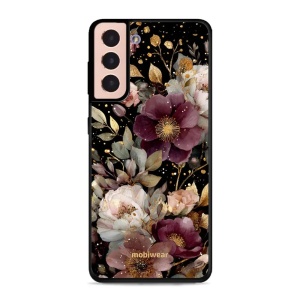 Lesklý kryt Mobiwear Glossy - Samsung Galaxy S21 - G169G Zlatavé kvítky
