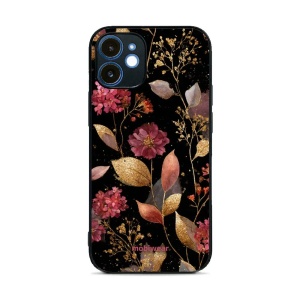 Lesklý kryt Mobiwear Glossy - Apple iPhone 12 - G171G Zlatavé lístky a květy