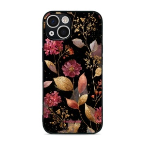 Lesklý kryt Mobiwear Glossy - Apple iPhone 13 - G171G Zlatavé lístky a květy