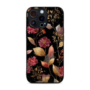 Lesklý kryt Mobiwear Glossy - Apple iPhone 13 Pro - G171G Zlatavé lístky a květy
