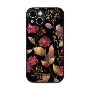 Lesklý kryt Mobiwear Glossy - Apple iPhone 14 - G171G Zlatavé lístky a květy