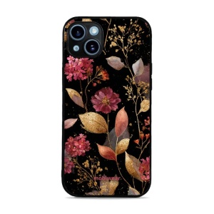 Lesklý kryt Mobiwear Glossy - Apple iPhone 14 Plus - G171G Zlatavé lístky a květy