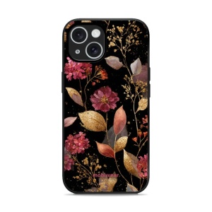 Lesklý kryt Mobiwear Glossy - Apple iPhone 15 - G171G Zlatavé lístky a květy