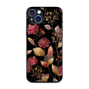 Lesklý kryt Mobiwear Glossy - Apple iPhone 15 Plus - G171G Zlatavé lístky a květy