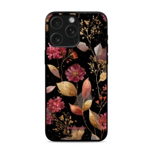 Lesklý kryt Mobiwear Glossy - Apple iPhone 15 Pro Max - G171G Zlatavé lístky a květy