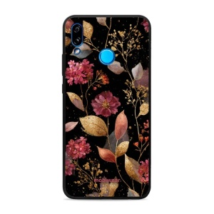 Lesklý kryt Mobiwear Glossy - Huawei P20 Lite - G171G Zlatavé lístky a květy