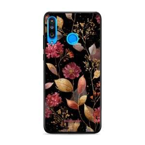 Lesklý kryt Mobiwear Glossy - Huawei P30 Lite - G171G Zlatavé lístky a květy