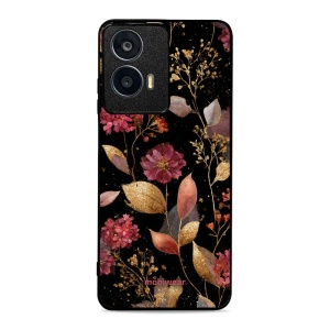 Lesklý kryt Mobiwear Glossy - Motorola Moto G24 - G171G Zlatavé lístky a květy