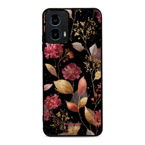 Lesklý kryt Mobiwear Glossy - Motorola Moto G34 5G - G171G Zlatavé lístky a květy