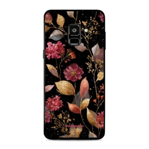 Lesklý kryt Mobiwear Glossy - Samsung Galaxy A8 (2018) - G171G Zlatavé lístky a květy