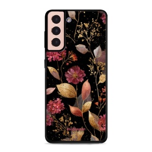 Lesklý kryt Mobiwear Glossy - Samsung Galaxy S21 - G171G Zlatavé lístky a květy