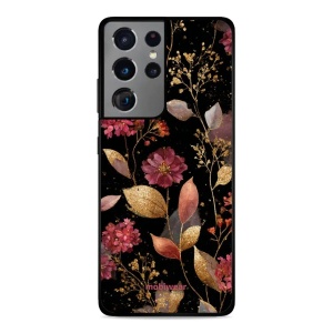 Lesklý kryt Mobiwear Glossy - Samsung Galaxy S21 Ultra - G171G Zlatavé lístky a květy