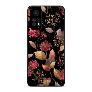 Lesklý kryt Mobiwear Glossy - Xiaomi Redmi Note 11 Pro 5G - G171G Zlatavé lístky a květy