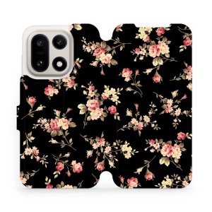 Flipové pouzdro Mobiwear - OnePlus 15 - VD02S Květy na černé