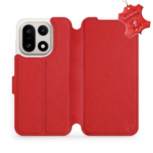 Kožené flip pouzdro Mobiwear - OnePlus 15 - Červené
