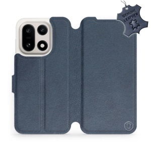 Kožené flip pouzdro Mobiwear - OnePlus 15 - Modré