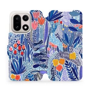 Flipové pouzdro Mobiwear - OnePlus 15 - MP03P Modrá květena