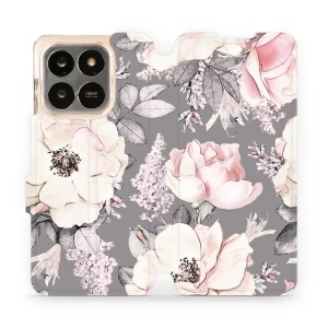 Flipové pouzdro Mobiwear - Honor X7d / Honor 400 Smart - MX06S Květy na šedém pozadí