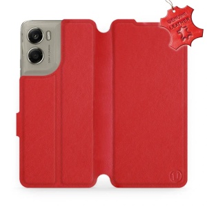 Kožené flip pouzdro Mobiwear - Motorola Moto G06 Power - Červené