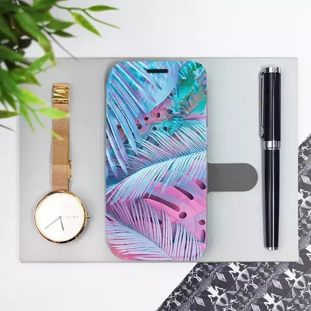 Flipové pouzdro Mobiwear - Xiaomi Redmi 12 - MG10S Fialové a modré listy