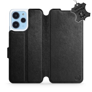 Knížkové kožené flip pouzdro Mobiwear - Xiaomi Redmi 12 - Černé - L_BLS - VÝPRODEJ