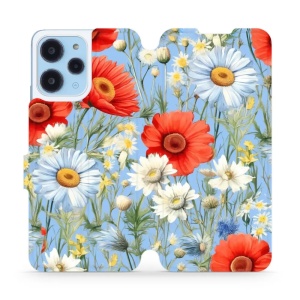 Flipové pouzdro Mobiwear - Xiaomi Redmi 12 - VP44S Červené a bílé květy