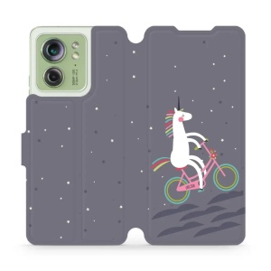 Flipové pouzdro Mobiwear - Motorola Edge 40 5G - V024P Jednorožec na kole