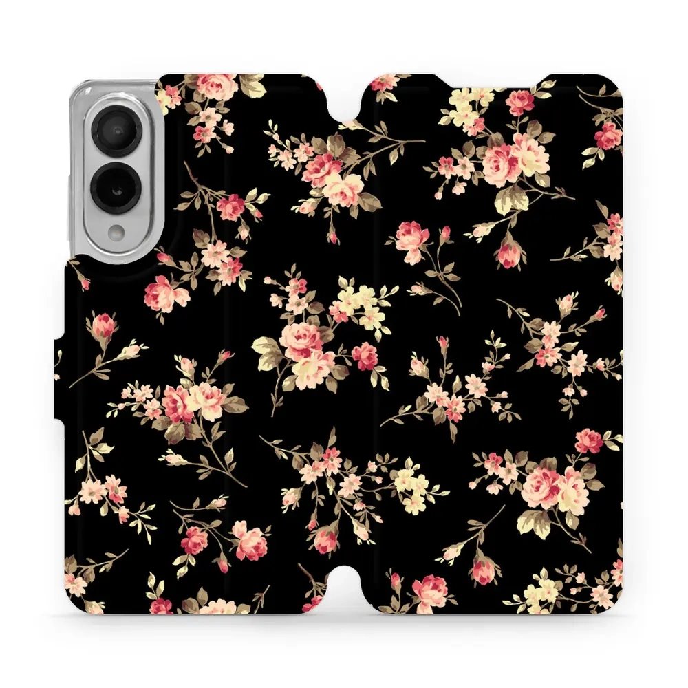 Flipové pouzdro Mobiwear - Samsung Galaxy S25 Edge - VD02S Květy na černé