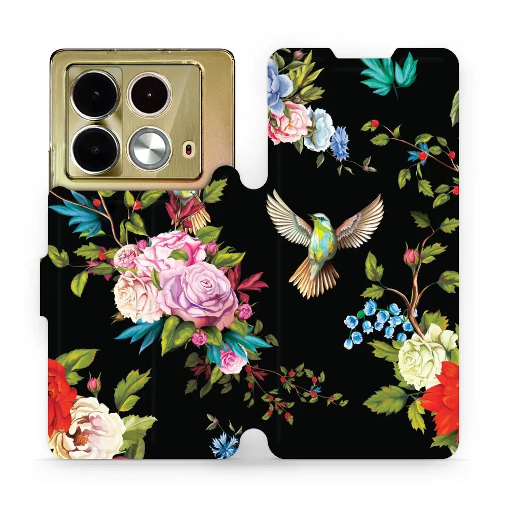 Flipové pouzdro Mobiwear - Infinix Note 40 - VD09S Ptáčci a květy
