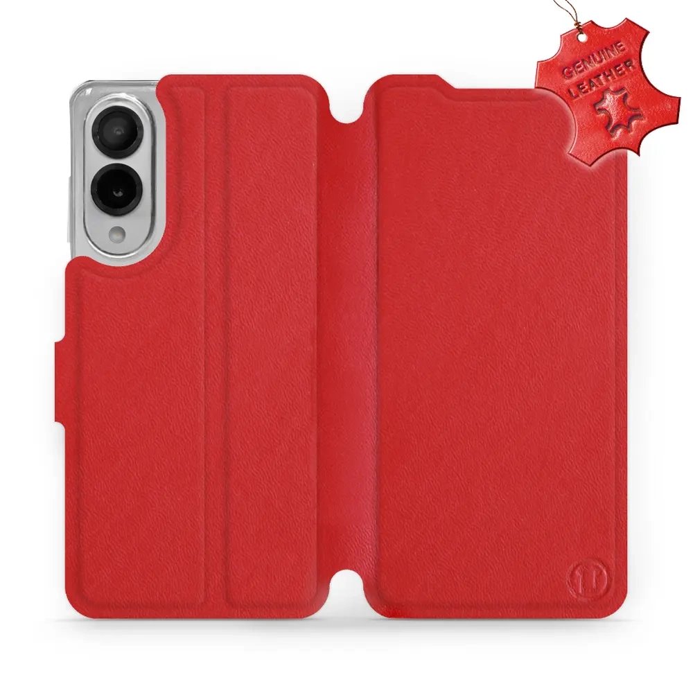 Kožené flip pouzdro Mobiwear - Samsung Galaxy S25 Edge - Červené