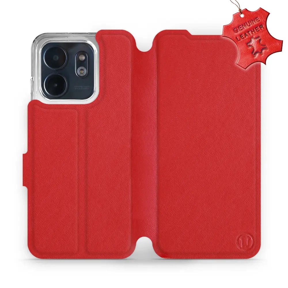 Kožené flip pouzdro Mobiwear - Infinix Smart 9 - Červené