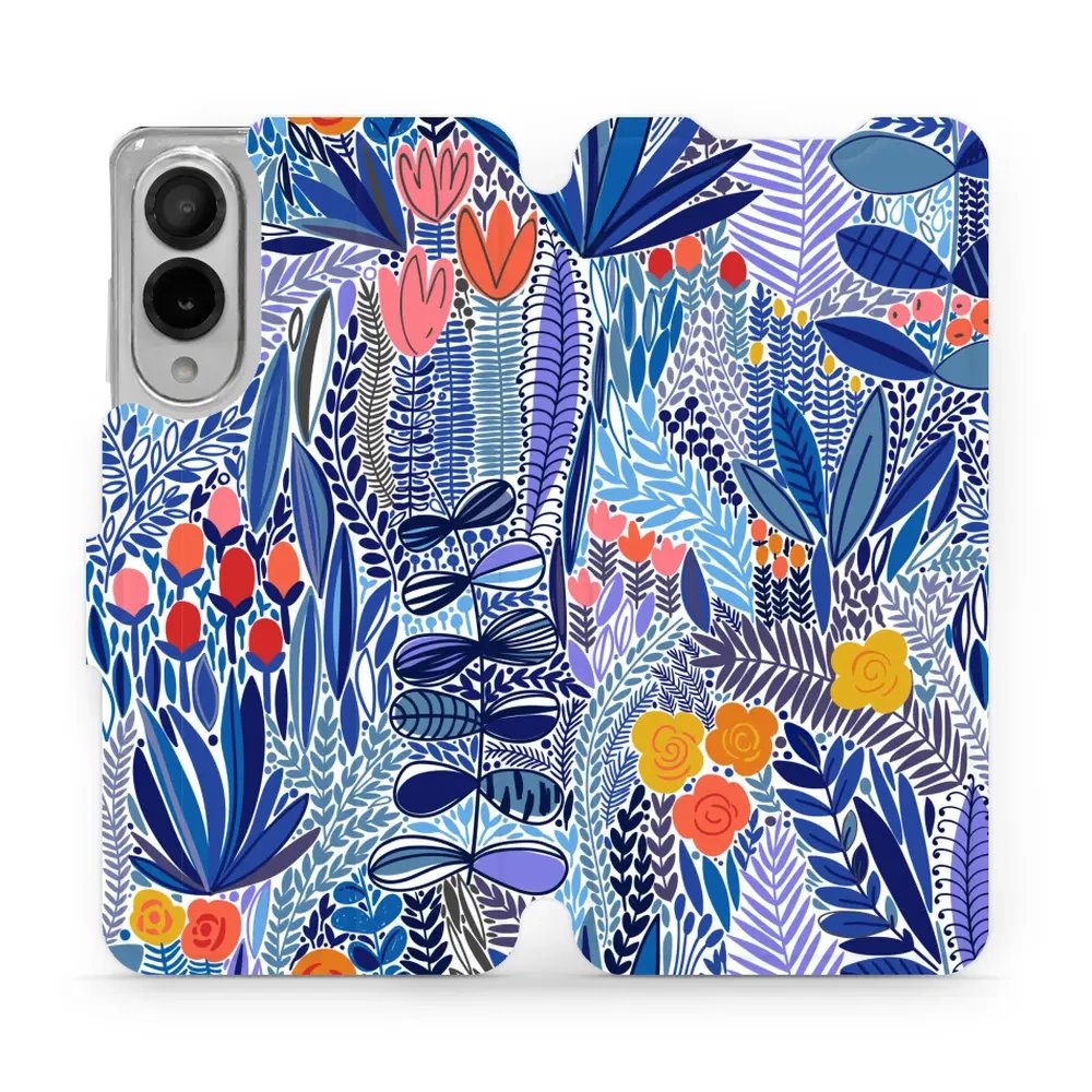 Flipové pouzdro Mobiwear - Samsung Galaxy S25 Edge - MP03P Modrá květena