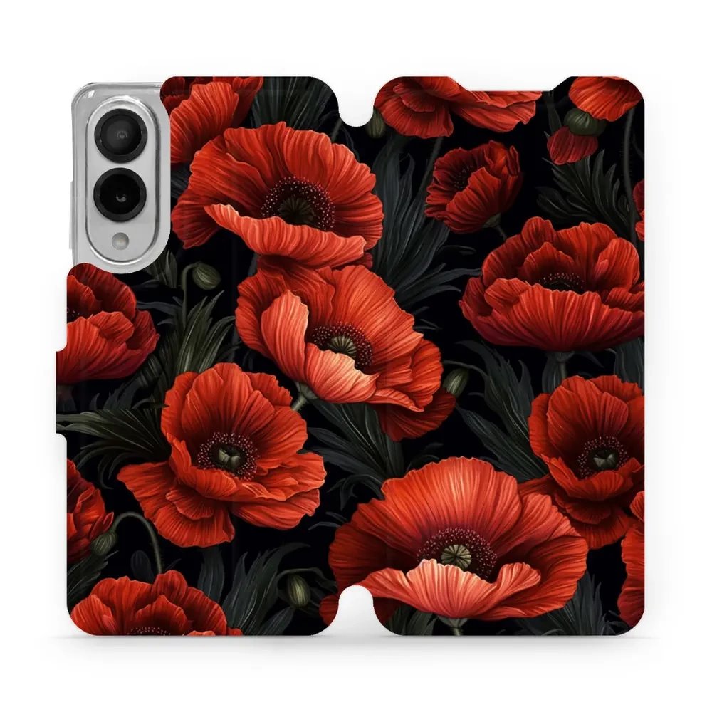 Flipové pouzdro Mobiwear - Samsung Galaxy S25 Edge - VP45S Temné červené květy