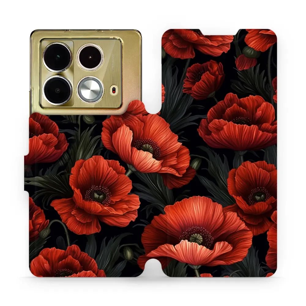 Flipové pouzdro Mobiwear - Infinix Note 40 - VP45S Temné červené květy