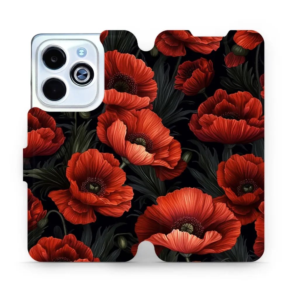 Flipové pouzdro Mobiwear - Infinix Smart 8 - VP45S Temné červené květy