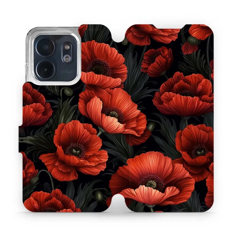 Flipové pouzdro Mobiwear - Infinix Smart 9 - VP45S Temné červené květy