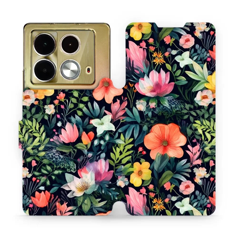 Flipové pouzdro Mobiwear - Infinix Note 40 - VP48S Pestré kvítky