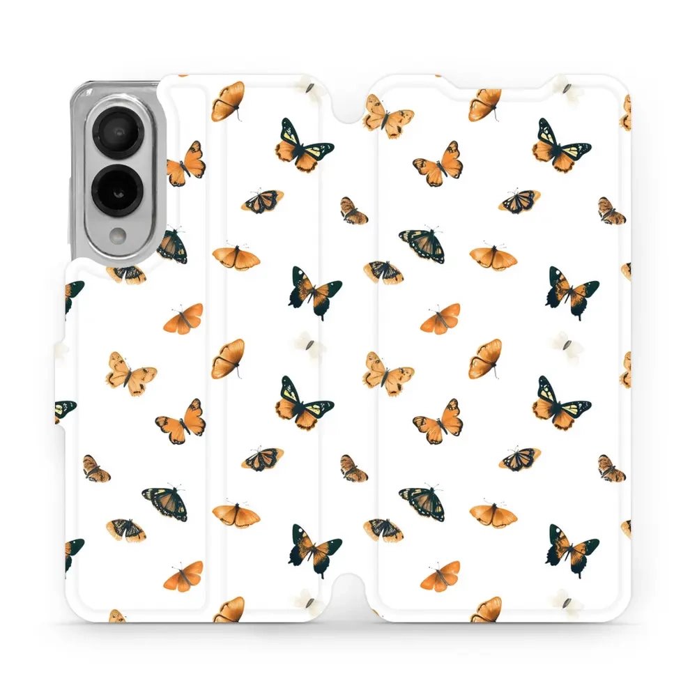 Flipové pouzdro Mobiwear - Samsung Galaxy S25 Edge - VP77S Oranžoví motýlci