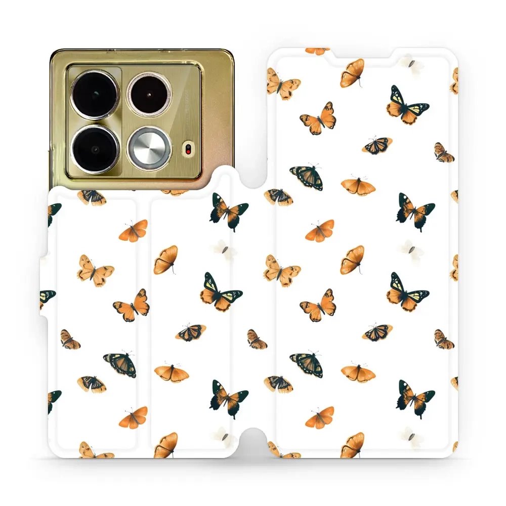 Flipové pouzdro Mobiwear - Infinix Note 40 - VP77S Oranžoví motýlci