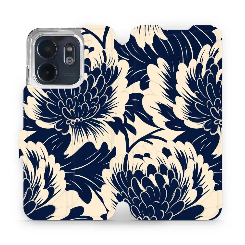Flipové pouzdro Mobiwear - Infinix Smart 9 - VA40S Modré a béžové květy - VÝPRODEJ