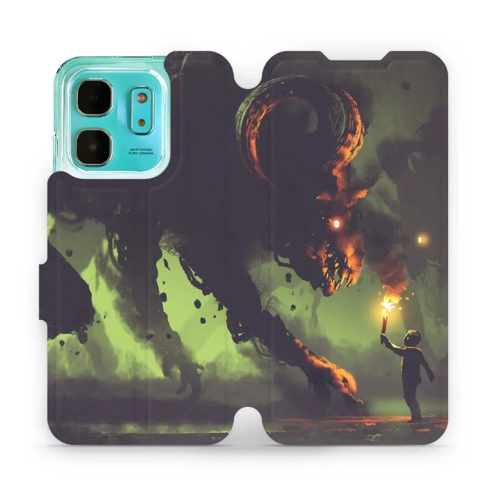 Flipové pouzdro Mobiwear - Infinix HOT 50i - VA08P Příšera a kluk s pochodní