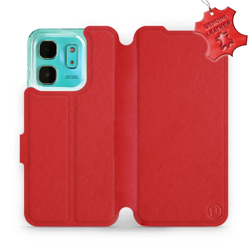 Kožené flip pouzdro Mobiwear - Infinix HOT 50i - Červené