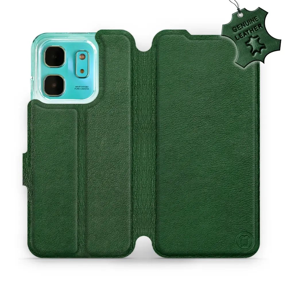 Kožené flip pouzdro Mobiwear - Infinix HOT 50i - Zelené